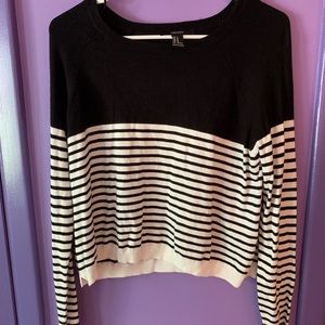 F21 striped cropped sweater
